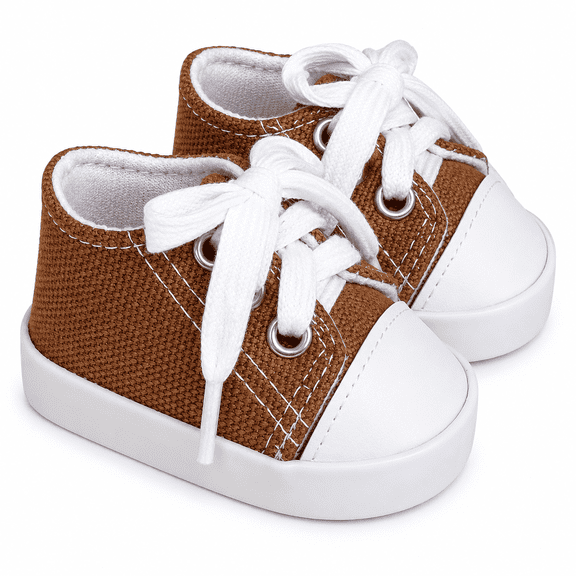 MBD® 18 Inch Doll Shoes- Weighted Brown Canvas Tennis Shoes for 18 Inch Fashion Girl and Boy Dolls Similar to Kennedy and Friends Dolls