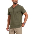 thumbnail image 4 of INSPIRE CHIC Men's Retro Texture Button Down Short Sleeve Outdoor Henley Shirt XL Olive Green, 4 of 5
