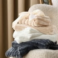 thumbnail image 6 of Fluffy Duvet Cover Set - Ultra Soft Plush Shaggy Comforter Cover Twin Size, Warm Flannel Fleece Bed Sets for Winter, 2 Pieces (Striped Pattern, Coconut White), 6 of 18