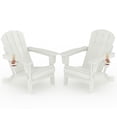 thumbnail image 1 of Chaises Adirondack Pliantes en HDPE Toutes Saisons, Ensemble de 2 – Porte-Gobelet, Pliables, Résistantes aux Intempéries, Texture Grain de Bois Embossée, Mobilier de Patio Extérieur pour Jardin, Terrasse, Foyer – Blanc, Lot de 2, 1 of 8