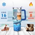 thumbnail image 4 of 40oz Cute Ocean Life Turtle Stainless Steel Flip Straw Tumbler Spill Proof Travel Cup Double Wall Vacuum Insulated Coffee Mug with Top Handle, 4 of 6