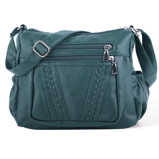 ELDA Bolsos cruzados para mujer, bolsos de bolsillo, bolsos y bolsos de cuero PU suave, bolso de hombro con múltiples bolsillos