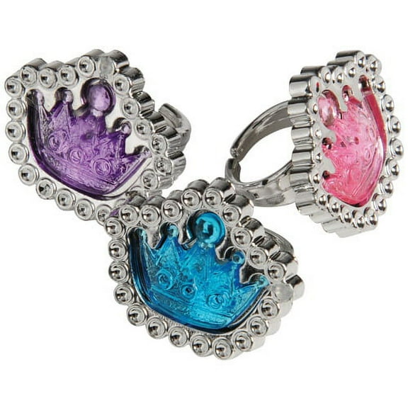 Assorted Color Tiara Theme Rings (12)