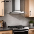 thumbnail image 2 of Campana de Cocina Cristal Curvo 60cm, acero inoxable, 3 velocidades NOMU, 2 of 5