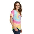 thumbnail image 4 of Port & Company Ladies Tie Dye V Neck Tee-L (Pastel Rainbow), 4 of 6