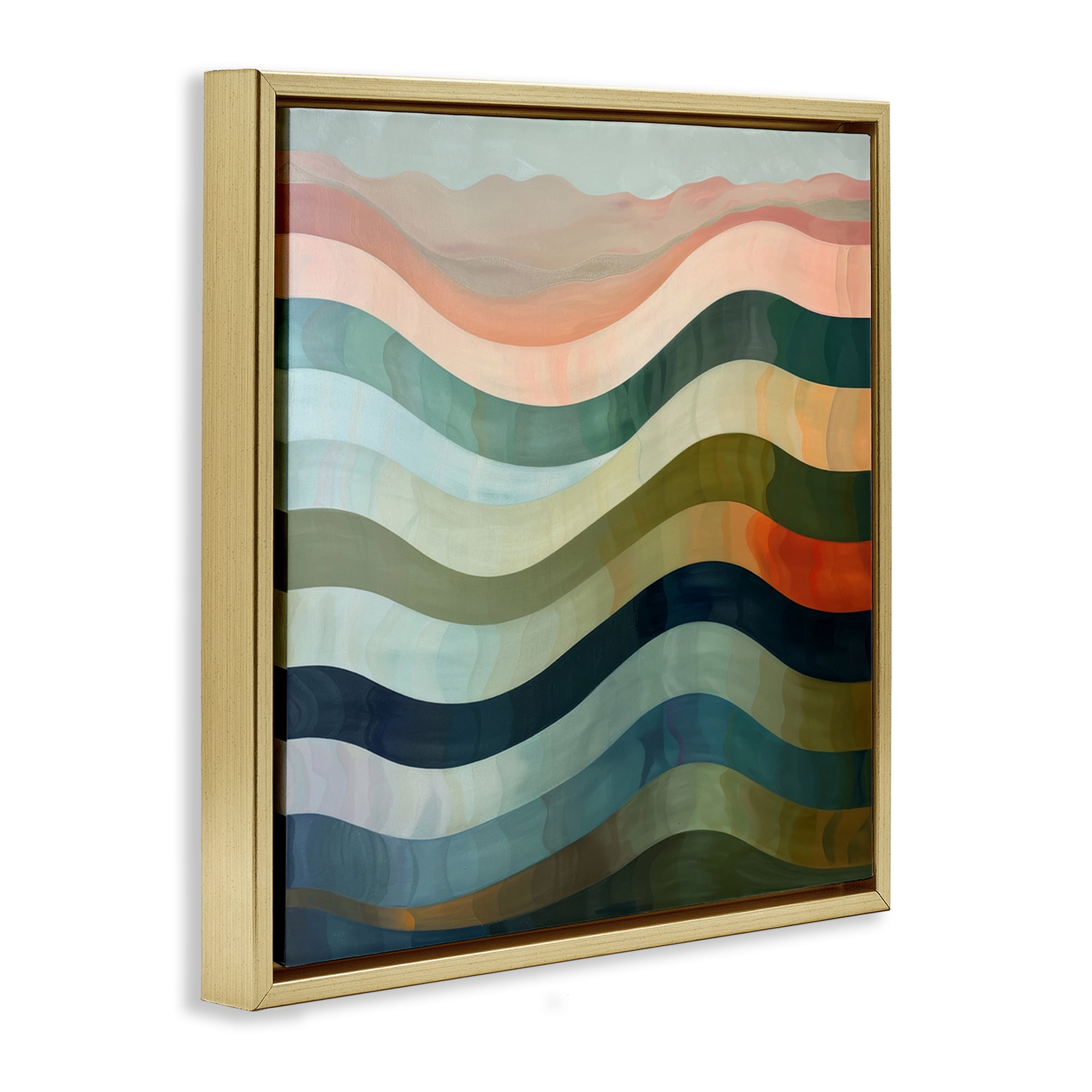 Stupell Industries Fluid Dynamic Stripes Abstract Painting Gold Floater Framed Canvas Art Print Wall Art, 18 x 18