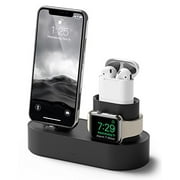 elago 3 in 1 Charging Station Designed for Apple Watch Series 5/4/3/2/1, Apple AirPods 2/1, iPhone 11 Pro Max/11 Pro/11/X and All iPhone Models [Original Cables Required-NOT Included] (Black)