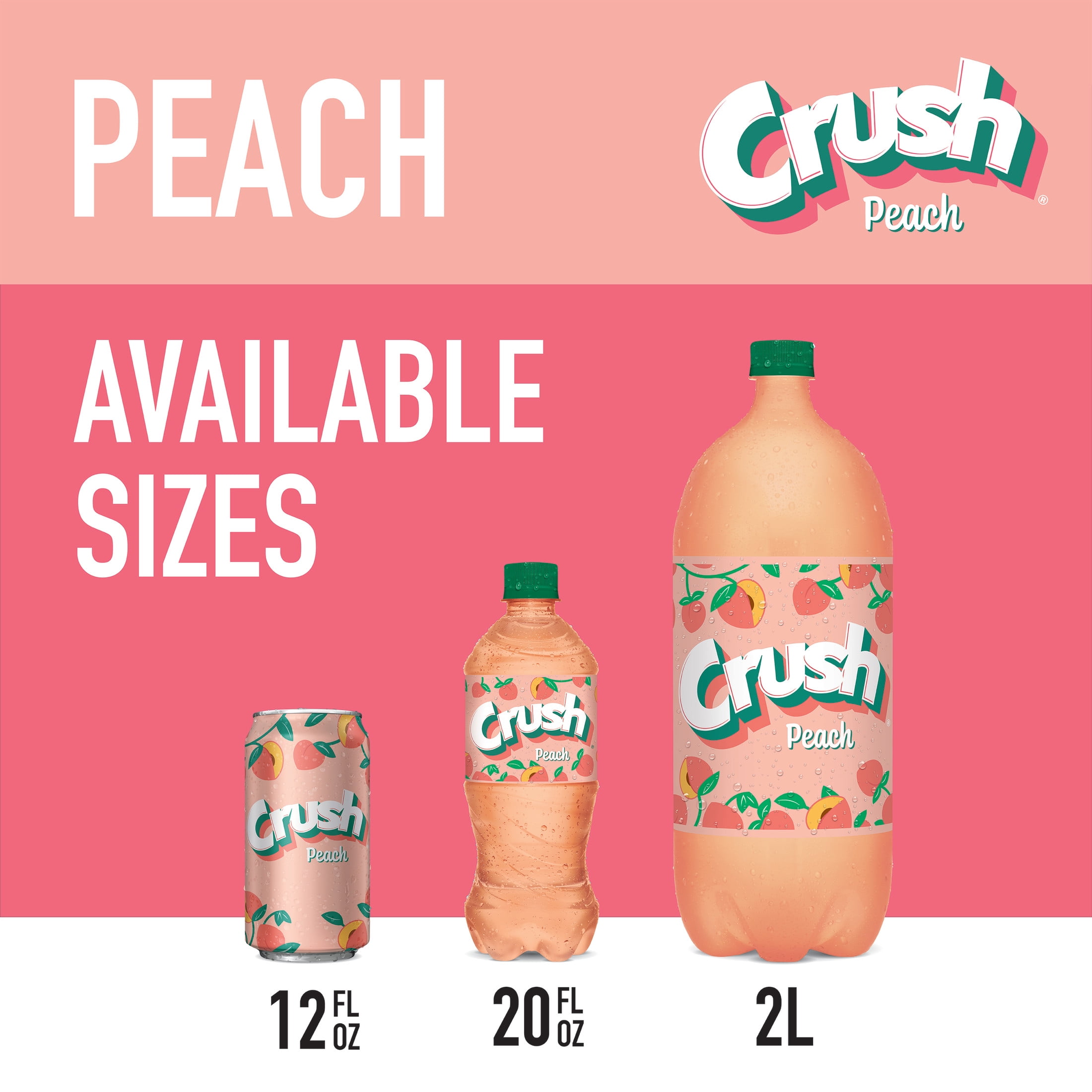 Crush Caffeine Free Peach Soda Pop, 12 fl oz, 12 Pack Cans