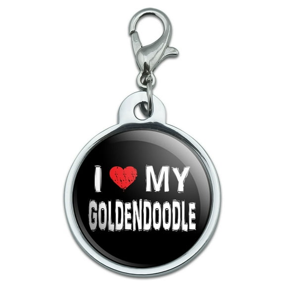 I Love My Goldendoodle Stylish Small Metal ID Pet Dog Tag