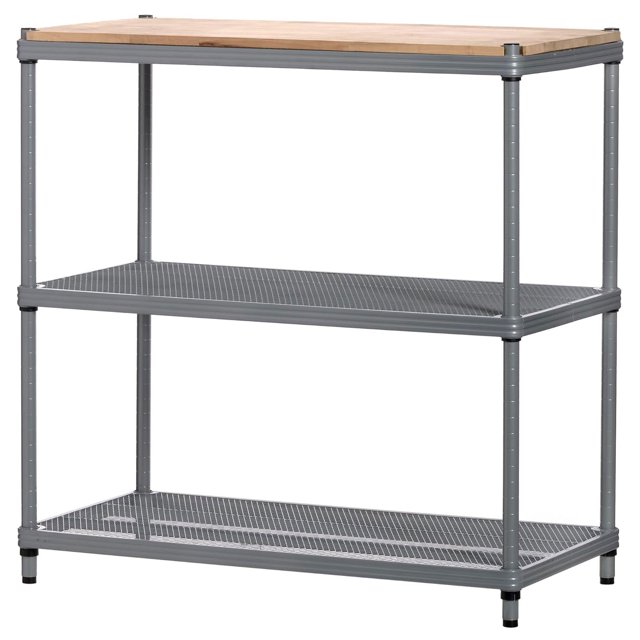 Design Ideas Étagère de Rangement en Métal avec Dessus en Bois, Argent