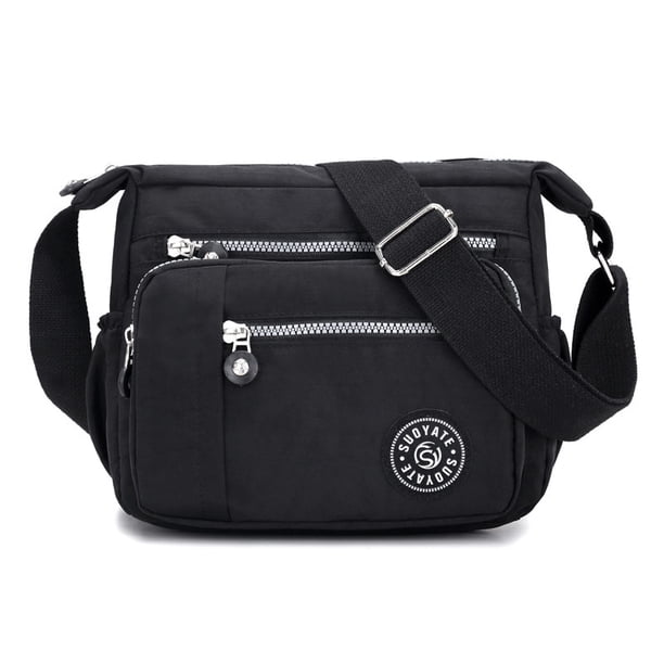 Bolso de hombro diagonal de nailon de gran capacidad para madres de mediana edad y mayores, bolso de mensajero informal con múltiples compartimentos