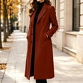 thumbnail image 5 of LEKWK Long Winter Coats for Women Button Down Notched Lapel Overcoat formal Dressy Business Casual Trench Jacket Warm Outwear Orange L, 5 of 9