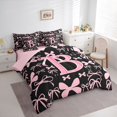thumbnail image 2 of Erosebridal Pink Personalized Initial B Bedding Comforter Set 7-Piece,Cartoon Dreamy Bow Knot King Bedding Sets,Pink Reversible,Lightweight Room Decor, 2 of 6