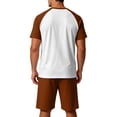 thumbnail image 4 of Sewkxo Mens Pajamas Set Lightweight Summer Pjs Sleepwear Soft Comfy Short Sleeve Sleep Set With Pocket,Coffee M, 4 of 5