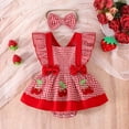 thumbnail image 2 of Zanarzt Toddler Summer Outfits Baby Girl Summer Clothes Cute Romper Dress Plaid Outfit Smocked Bodysuit Outfit Hot Pink,6-12 Months, 2 of 7