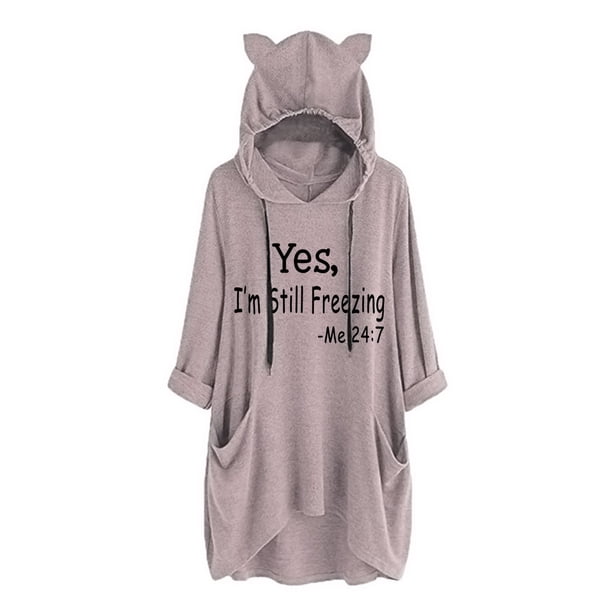 Sudaderas con capucha Gibobby Mujeres S con estampado de letras de manga larga informal para Mujer (Rosa, S)
