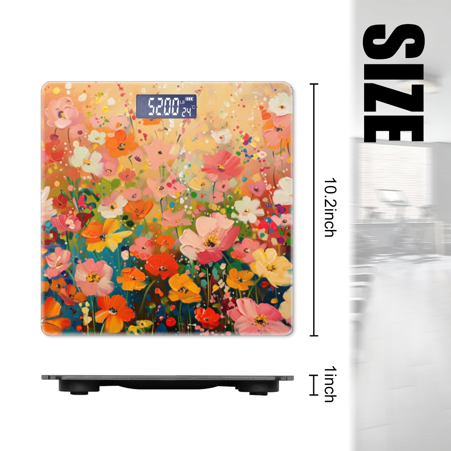 High Precision Body Weight Scale Smart Bathroom Scales with Large LCD Display(400lbs),Decorative for Bedroom-Wildflowers In Full Bloom With Petals Of Various Colors And Shapes