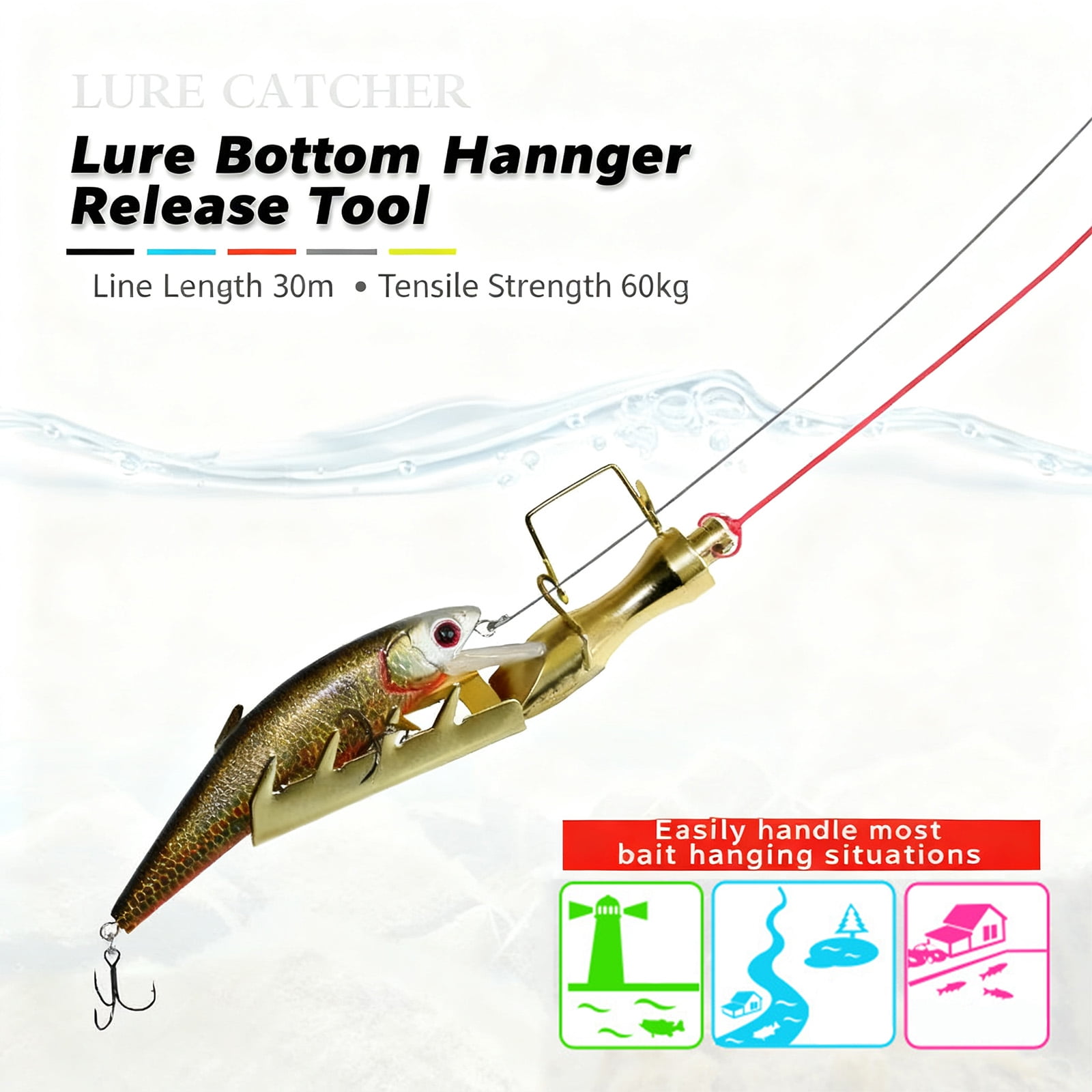 Hard Baits Equipment with 30M Line Stuck Fish Lures Seekers Tackle Recovery Tool Outdoor Fishing Accessories
