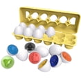 thumbnail image 1 of 12 piezas Montessori Forma y recuento de colores y clasificador de combinaciones Huevo divertido Educación temprana Aprendizaje de juguetes de Vehículos Sunnimix  Huevos a juego de formas, 1 of 7