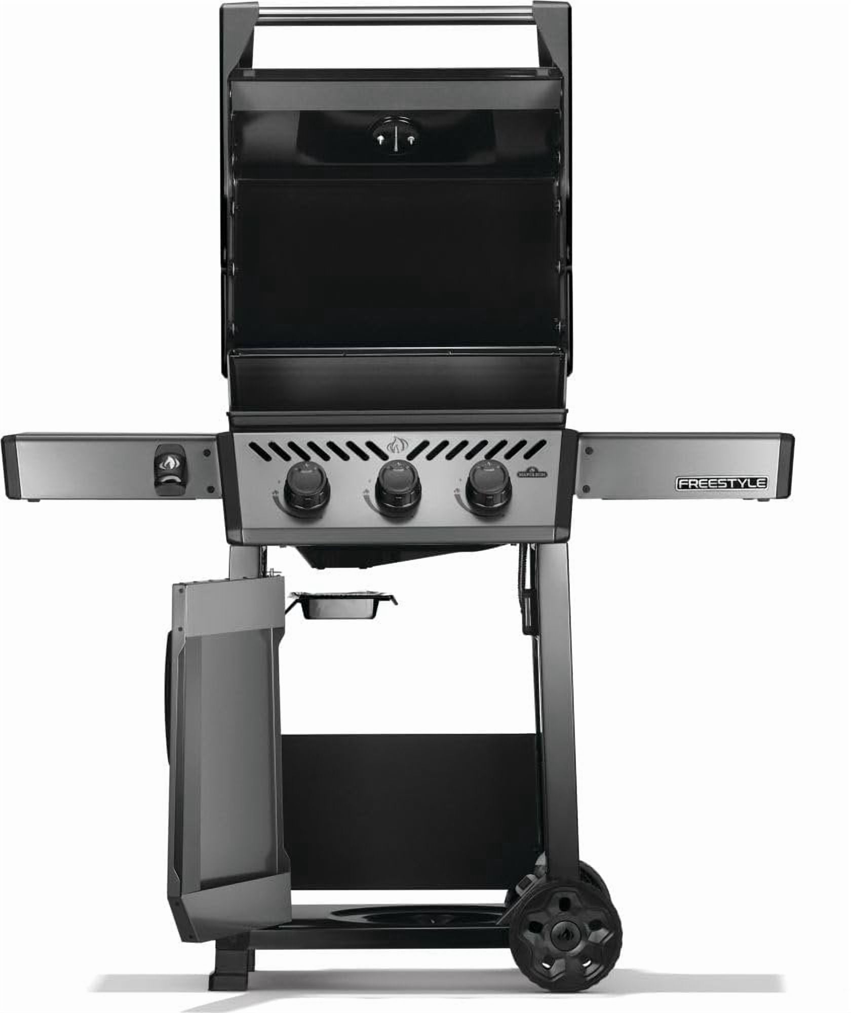 Napoleon Freestyle 365 Natural Gas Outdoor Grill, Graphite Grey  3-Burner BBQ with Stainless Steel Cooking Grates