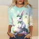 thumbnail image 1 of TaTaai Women Casual Spring T-Shirt Easter Print Crew Neck 3/4 Sleeve Loose Fit Pullover Top Ladies Daily Outdoor Holiday Wear Breathable No Fading Comfortable Fashion Top Gift, 1 of 7
