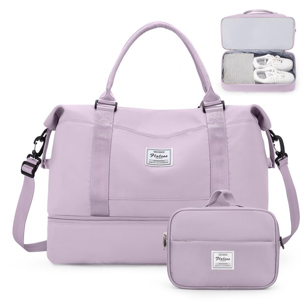 Bolsa de fin de semana SYCNB para mujer con compartimento para zapatos y neceser