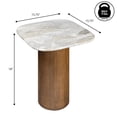 thumbnail image 5 of JONATHAN Y Milos 18" Rustic Minimalist Square Marble/Wood Accent Table, White Marble/Honey Wood, END5004B, 5 of 7