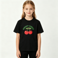 thumbnail image 2 of Sweet Vibes Cherries Girls Graphic Tee, Cute Retro Fruit 100% Cotton Kids Short Sleeve T-Shirt 4-13Y, 2 of 5