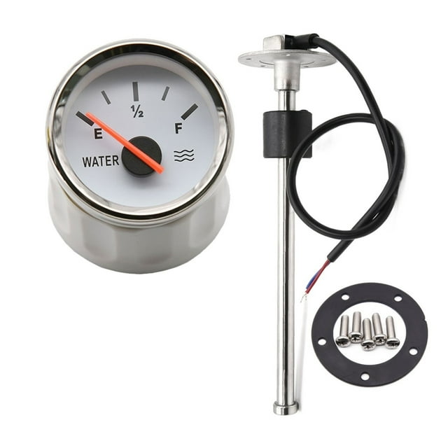 52mm Fuel Level Gauge Car Meter Oil Tank Indicator With Red Color Backlight For Fuel Level Sensor 150/200/250/275/300mm 0-190ohm ,Suits Most Tanks