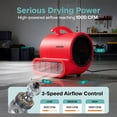 thumbnail image 2 of SereneLife Air Mover Portable Blower – 3-Speed 1000 CFM Air Dryer with Adjustable Tilt & Daisy Chain, Compact Durable Fan for Home, Garage & Work Use (Red), 2 of 5