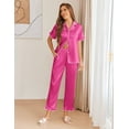 thumbnail image 6 of Ekouaer Silk Pajamas for Women Satin Short Sleeve Pajamas Set with Ruffle 2 Pieces Button Down Tops and Pants, 6 of 6