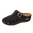 thumbnail image 6 of Rokment Womens Orthopedic Wedges Clogs Fisherman Sandals Boho Beach Vintage Buckles Leather Closed Toe Arch Support Platform Walking Mules Gladiator Backless Slip on Slides Summer Black Size 6, 6 of 7