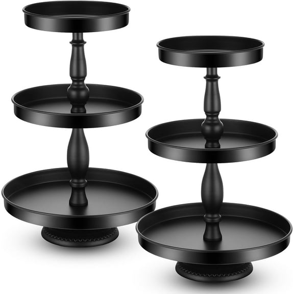 2 Pcs 3 Tier Cupcake Stand Holder, Round Cupcake Stand Serving Tray, Metal Tiered Tray Pastry Dessert Cake Tower Display Stand for Baby Show