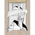 thumbnail image 1 of Humor Decor Twin Size Duvet Cover Set, Captain Picard Face Palm Troll Guy Meme Caption Super Fun Online Illustration, Decorative 2 Piece Bedding Set with 1 Pillow Sham, Black White, by Ambesonne, 1 of 3
