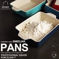 thumbnail image 2 of SWEEJAR Ceramic Baking Dish, Rectangular Small Baking Pan with Double Handles, 22OZ for Cooking, Brownie, Kitchen, 6.5 x 4.9 x 1.8 Inches(Turquoise), 2 of 5