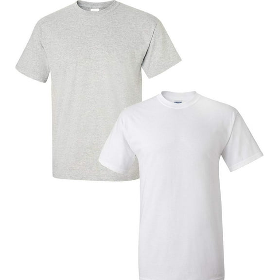 Gildan Men's G2000 Ultra Cotton Adult T-Shirt, 2-Pack Ash/White