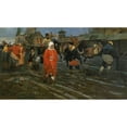 thumbnail image 2 of Andrei Ryabushkin 24x15 Black Ornate Framed Double Matted Museum Art Print Titled: Seventeenth-Century Moscow Street on a Public Holiday, 2 of 5