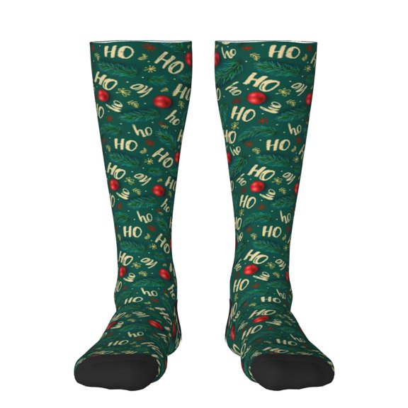 Hirioo Green Background With Ho for Adult Stockings Breathable Sock Non-Pilling,Contrasting Color Design