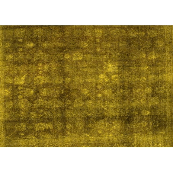 Ahgly Company Machine Washable Indoor Rectangle Persian Yellow Traditional Area Rugs, 2' x 4'