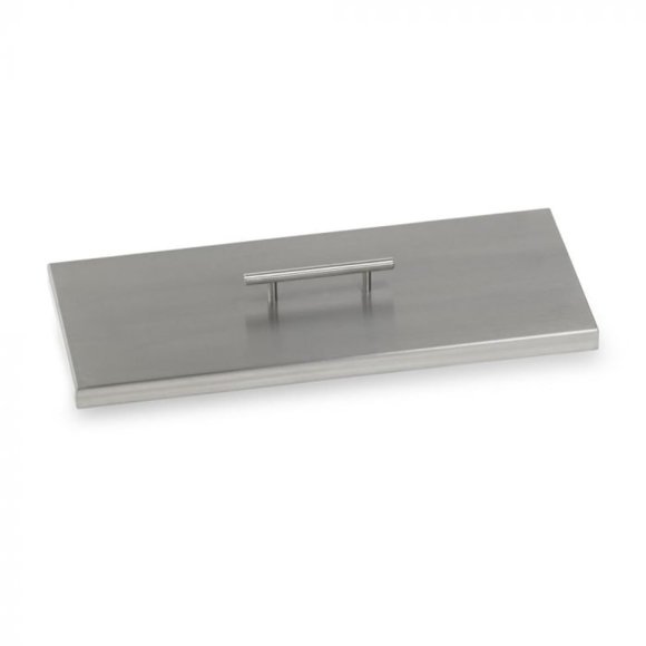 American Fireglass Rectangular Burner Pan Cover Stainless Steel Lid for Outdoor Fire Pit or Table for Natural Gas or Propane Fires 27" x 11" x 1.5"