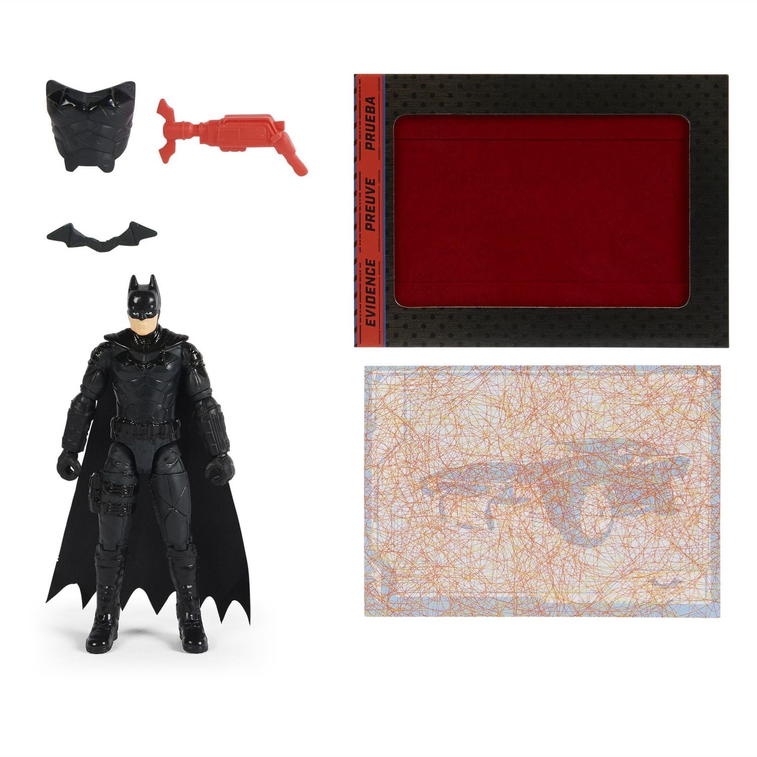 DC Comics, Figurine articulée Batman de 10 cm avec 3 accessoires et une carte mystère, Jouets pour enfants à collectionner du film Batman pour garçons et filles à partir de 3 ans