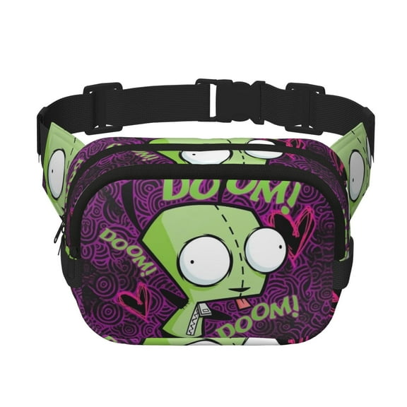 Invasor-Zim Fanny Pack Belt Bag Fashion Waist Pouch Adjustable Strap Square Double Layer for Outdoor Sports