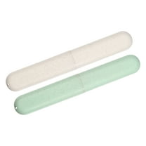 2 Pcs Traveling Toothbrush Holders Case, PP Toothbrush Case for Travel Business, Green Beige 8.07''x1.22''x0.83''