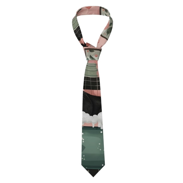Balery Black Cat Pink Bathroom Corbata Clásica de Seda para Hombre, Corbata Tejida Jacquard, Corbatas Formales para Negocios y Bodas