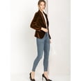 thumbnail image 4 of Abrigo de Oficina para Mujer Allegra K Chaqueta de Terciopelo con Botones y Cuello Chal S Marrón, 4 of 7