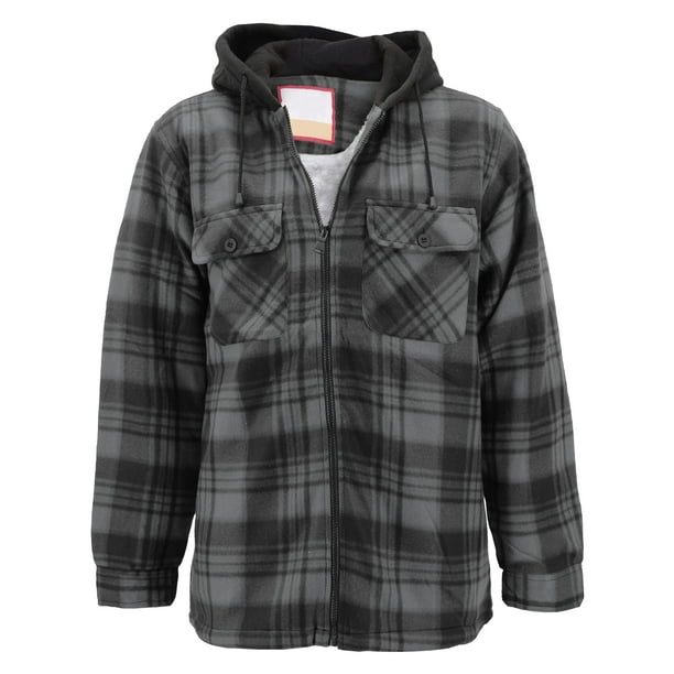 VKWEAR Men's Heavyweight Flannel Zip Up Fleece Lined Plaid Sherpa