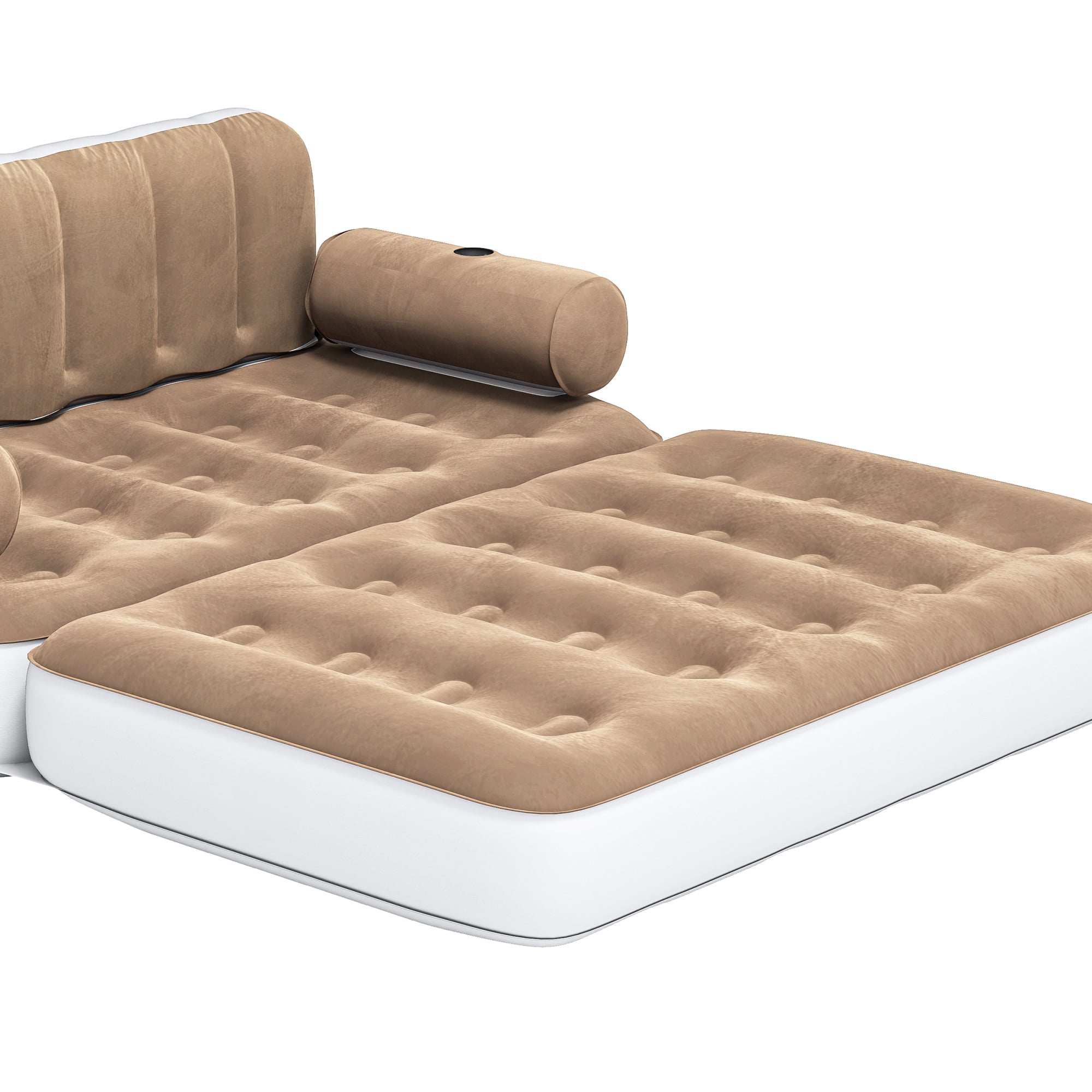 Uforic Queen Size Air Mattress with Built-in Air Pump, Brown Bed Skirt and Gray Top Including Repair Kit and Storage Bag, Supports Inflation/Deflation