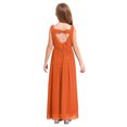 thumbnail image 2 of Oyolan Robe Longue d'Été pour Fille, Dos Nu, Maxi, Mariage, Fête, Concours, Robe de Bal, Orange, 14, 2 of 7