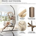 thumbnail image 2 of Hanging Egg Chair with Stand Outdoor Swinging Egg Chair with Water Resistant Cushions PE Rattan Wicker Foldable Basket for Indoor Bedroom Patio Garden 350lbs Capacity (Beige), 2 of 18