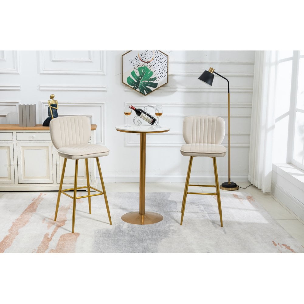 GZXS Counter Stool, 27" Velvet Bar Stools Set of 2, Upholstered Counter